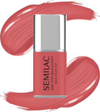 SEMILAC One Step 3in1 Glossy ,lakier hybrydowy, 3w1, nr 690 Coral Pink,kompozycja-2
