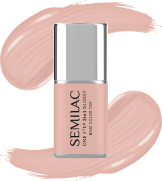 SEMILAC One Step 3in1 Glossy ,lakier hybrydowy, 3w1, nr 450 Light Peach,kompozycja-2
