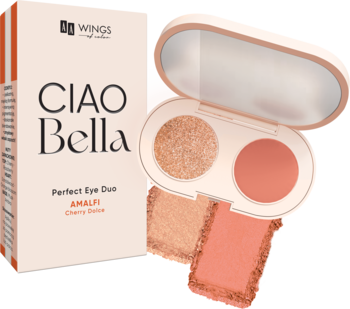 AA WINGS OF COLOR Ciao Bella Perfect,cienie do powiek, podwójne, nr 02 Neo Peach + Opal Sunset,kompozycja-2
