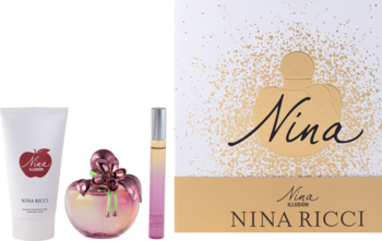NINA RICCI Nina Illusion,zestaw dla kobiet, woda perfumowana 80 ml + balsam do ciała 75 ml + woda perfumowana w roll-onie 10 ml,kompozycja-2