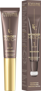 EVELINE COSMETICS Wonder Match ,bronzer do twarzy, kremowy, z gąbeczką, nr 01;,kompozycja-2