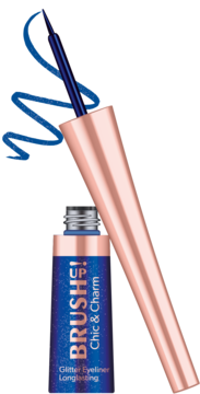 BRUSH UP! Chic & Charm ,eyeliner brokatowy, nr 01 Blue,kompozycja-2