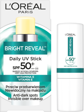 L'ORÉAL PARIS Bright Reveal ,sztyft przeciwsłoneczny, przeciw przebarwieniom, SPF50+,kompozycja-2