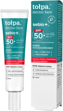 TOŁPA Dermo Face Sebio+.,krem do twarzy, fotoochronny, na dzień, SPF 50+, PA++++,kompozycja-2