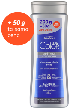 JOANNA Ultra Color ,odżywka do włosów Chłodne Odcienie Blond, niebieska,kompozycja-2