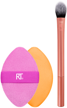 REAL TECHNIQUES Precision Perfect Duo ,zestaw do perfekcyjnego krycia, pędzel do korektora + dwustronny puszek,kompozycja-2