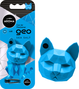 AROMA CAR Geo ,odświeżacz samochodowy, niebieski Kot, Sea Salt,kompozycja-2