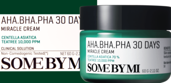 Zielony krem Some By Mi AHA BHA PHA Miracle Cream z Centella i Tea Tree w słoiczku, dla cery trądzikowej.