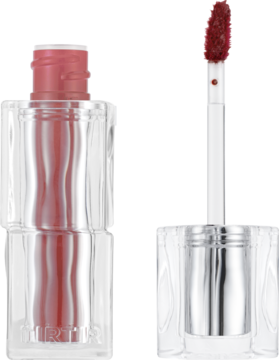 Tint do ust TIRTIR Waterism Glow Tint Merry Coral. Przezroczysta butelka i aplikator z końcówką z produktem.