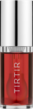 TIRTIR My Glow Rosy Lip Oil, nawilżający olejek do ust, czerwona butelka ze srebrną zakrętką, widok z przodu.