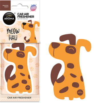 AROMA CAR Meow Hau ,odświeżacz samochodowy, brązowy Pies, Princess Peach,kompozycja-2