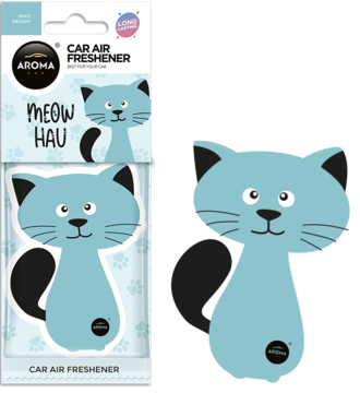 AROMA CAR Meow Hau ,odświeżacz samochodowy, niebieski Kot, Spicy Delight,kompozycja-2