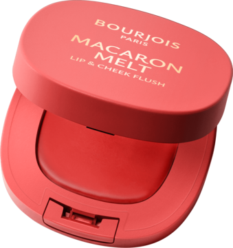 BOURJOIS Macaron Melt ,pomadka do ust i róż do policzków, w musie, nr 03 Peach Tatin,kompozycja-2