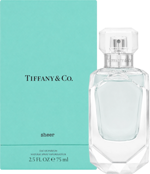 Tiffany & Co. Sheer woda toaletowa w turkusowym pudełku i fasetowanej butelce, pudrowo-kwiatowy zapach.