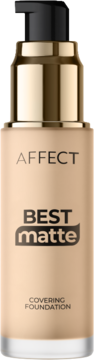 Affect Best Matte Covering Foundation, jasnobeżowy podkład z pompką, widok z przodu.