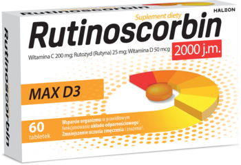 RUTINOSCORBIN MAX D3 ,tabletki, Witamina C, Rutozyd, Witamina D 2000 j.m., suplement diety,kompozycja-2