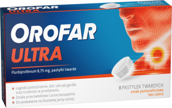 OROFAR Ultra ,pastylki na ból gardła o smaku pomarańczowym, bez cukru, lek,kompozycja-2