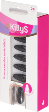 KILLYS Salon Results ,sztuczne paznokcie, samoprzylepne, Black Glitter,kompozycja-2