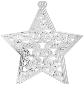Biała gwiazda 3D, ozdoba świąteczna z misternym, filigranowym wzorem, widok z przodu.