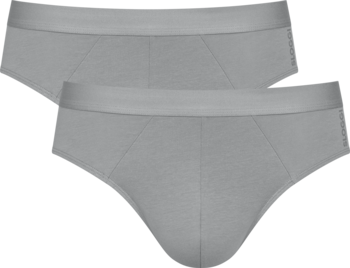 Dwa szare, klasyczne slipy męskie Sloggi Core Comfort z bawełny organicznej, ułożone jeden na drugim, z przodu.
