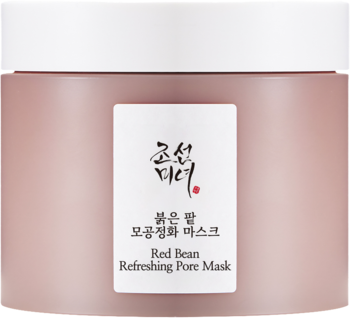 Maseczka Beauty of Joseon Red Bean Refreshing Pore Mask w czerwonobrązowym słoiczku z białą nakrętką, widok z przodu.