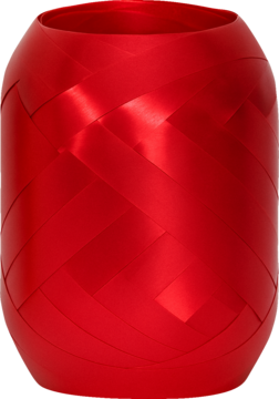 Czerwona, błyszcząca wstążka satynowa nawinięta na rolkę, widok z przodu. Idealna do prezentów.