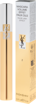 YSL Mascara Volume Effet Faux Cils, złoty tusz do rzęs w tubie i pudełku, widok z przodu. Efekt sztucznych rzęs.