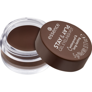 ESSENCE Stay & Play ,eyeliner w żelu, wodoodporny, nr 02 Brown,kompozycja-2