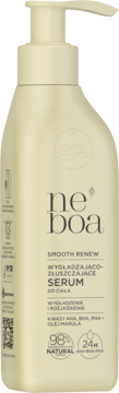 Kremowe serum Ne Boa Smooth Renew z AHA/BHA/PHA, złuszczające do ciała, z pompką, widok z przodu.