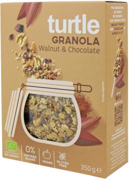 TURTLE ,granola, z orzechami włoskimi i czekoladą, Bio,kompozycja-2