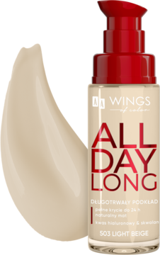 AA WINGS OF COLOR All Day Long ,podkład do twarzy, nr 503 Light Beige,kompozycja-2