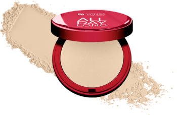 AA WINGS OF COLOR All Day Long ,puder do twarzy, prasowany, nr 02 Natural-Medium,kompozycja-2