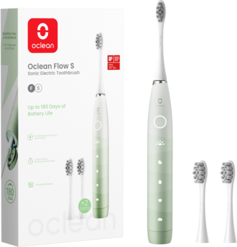 OCLEAN Flow S ,szczoteczka do zębów, soniczna + 2 wymienne końcówki, Zielona,kompozycja-2