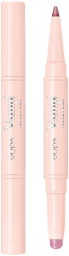 PUPA Vamp! I Want dwustronna konturówka i pomadka. Jeden produkt zamknięty, drugi otwarty, jasnoróżowy.