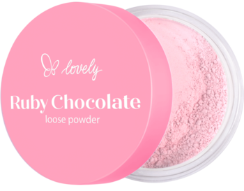 LOVELY Ruby Chocolate ,puder do twarzy, różowy, sypki,kompozycja-2