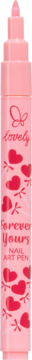 Różowy pisak Lovely Forever Yours do paznokci z motywem serc, wegański, precyzyjny aplikator, widok z przodu.