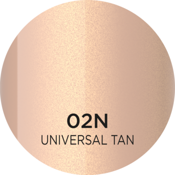 Okrągła próbka Tint & Glow 4w1 w kolorze O2N Universal Tan, lekki beż z satynowym wykończeniem.