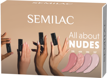 SEMILAC All About Nudes ,zestaw lakierów hybrydowych,kompozycja-2