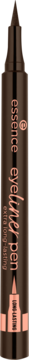 Eyeliner w pisaku essence extra long-lasting 020 Brown, brązowy, z widoczną precyzyjną końcówką. Zbliżenie, pionowo.
