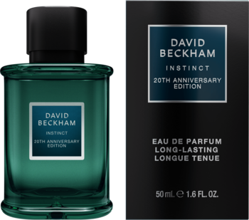 Męska woda perfumowana David Beckham Instinct 20th Anniversary Edition w ciemnej butelce i czarnym pudełku 50ml.
