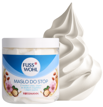 FUSSWOHL ,masło do stóp z Masłem Shea, Olejem ze Słodkich Migdałów i Olejem Jojoba,kompozycja-2