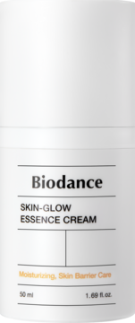 Biodance Skin-Glow Essence Cream, biała butelka 50ml, widok z przodu. Nawilżający krem do pielęgnacji bariery skórnej.
