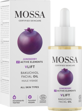 MOSSA BY MADARA VLift ,olejek do twarzy, rewitalizujący, Bakuchiol, Owoc Czeremchy,kompozycja-2