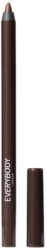 Brązowa kredka do oczu Satin Kajal Dark Chocolate z napisem EVERYBODY, ze skuwką obok, widok z przodu.