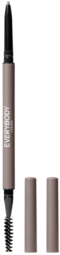 Kredka do brwi Brow Definer Ash Brown EVERYBODY LONDON, ze szczoteczką, widok z przodu, usunięta skuwka.