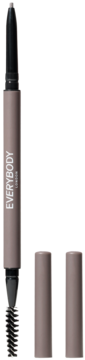 Brow Definer Medium Brown EVERYBODY London, dwustronna kredka do brwi ze szczoteczką, cap zdjęty.