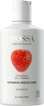 MOSSA BY MADARA Vitamin Moisture ,szampon do włosów, nawilżający, oczyszczający, Truskawka,kompozycja-2
