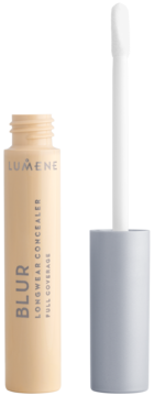 Lumene Blur Longwear Concealer Full Coverage, beżowy, otwarty z aplikatorem do matowego wykończenia.