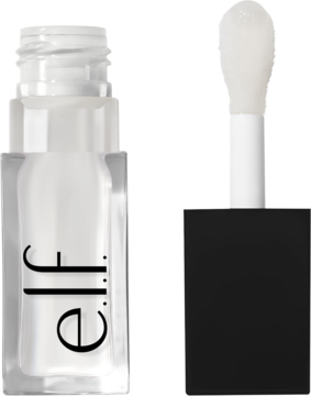 Olejek do ust e.l.f. Glow Reviver Crystal Clear w przezroczystej butelce i wyjęty aplikator, widok z boku.