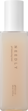 NEELY pH Balancing Toner, jasnobeżowy płyn w prostokątnej butelce z białą nakrętką, widok z przodu.